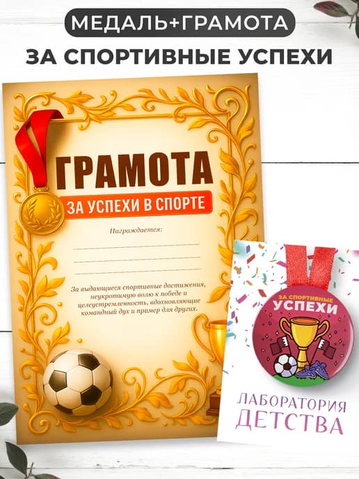 Набор подарочный грамота и медаль - спортивный успехи
