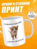 Кружка для чая с приколом, мем в офис - Сначала я делаю — фото 2