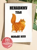 Открытка прикольная в крафтовом конверте - Кот — фото 1