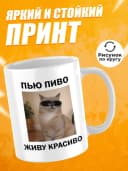 Кружка для чая с приколом в подарок - Пью пиво живу красиво — фото 2
