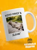 Кружка для чая с приколом в подарок - Хочу многа деняг — фото 1