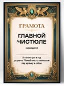 Грамота диплом в подарок - Главной чистюле — фото 1