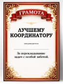 Грамота диплом в подарок - Лучшему координатору — фото 1