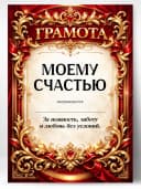 Грамота диплом в подарок - Моему счастью — фото 1