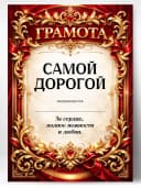 Грамота диплом в подарок - Самой дорогой — фото 1