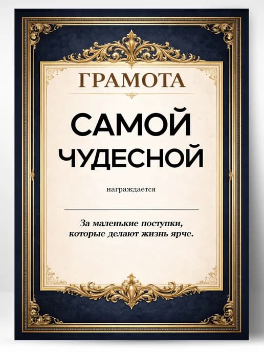 Грамота диплом в подарок - Самой чудесной