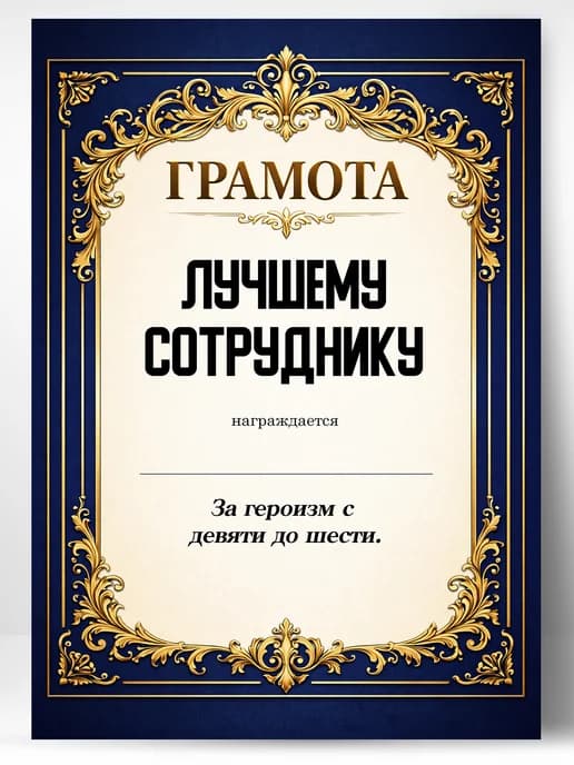 Грамота диплом в подарок - Лучшему сотруднику