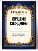 Грамота диплом в подарок - Лучшему сисадмину — фото 1