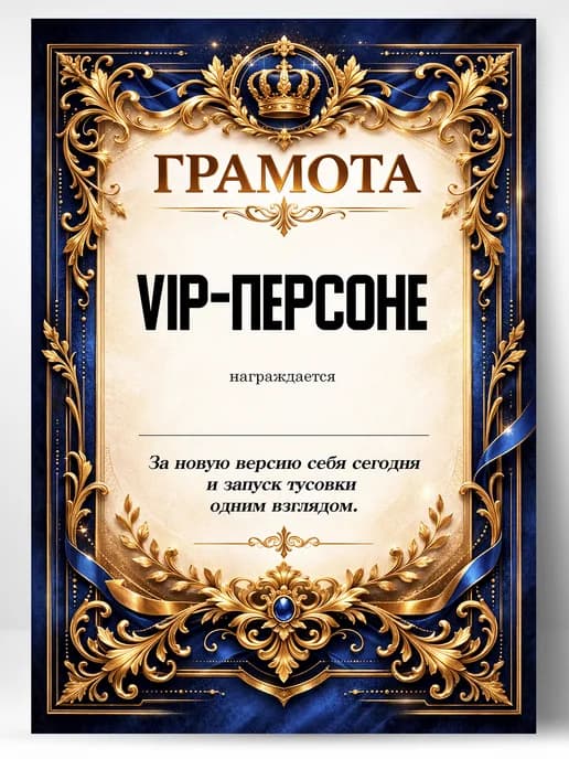 Грамота диплом в подарок - Вип-персоне