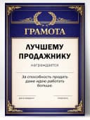 Грамота диплом в подарок - Лучшему продажнику — фото 1