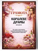 Грамота диплом в подарок - Королеве драмы — фото 1