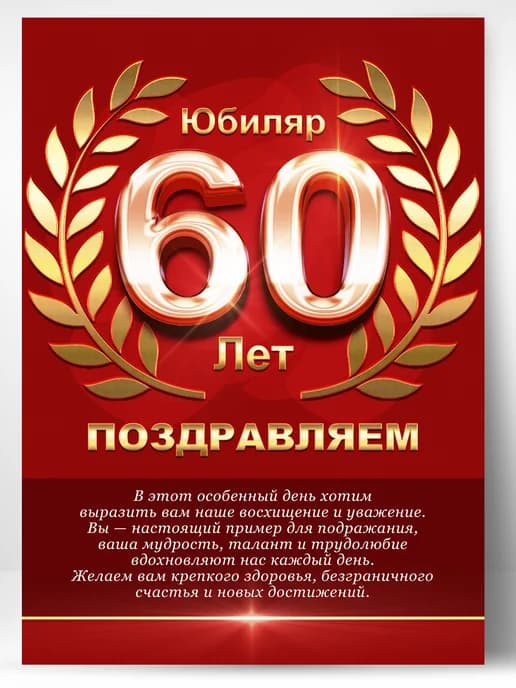 Грамота в подарок диплом - юбиляр 60 лет