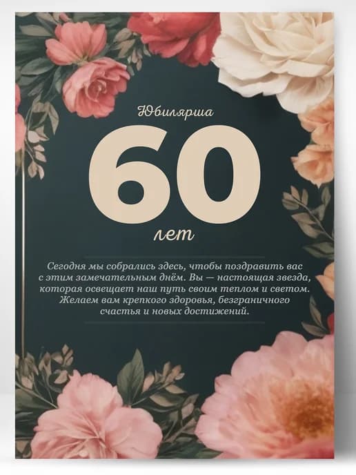 Грамота в подарок диплом - юбилярша 60 лет