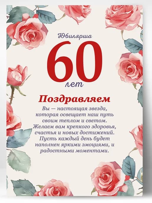 Грамота в подарок диплом - юбилярша 60 лет