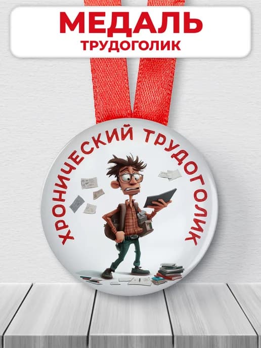 Медаль сотруднику коллеге - Хронический трудоголик