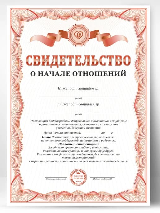 Грамота свидетельство - начале отношений