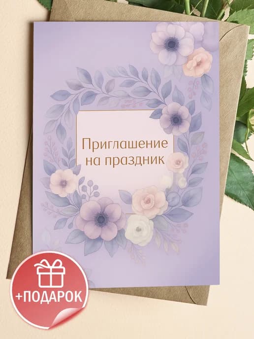 Подарочная открытка "Приглашение на праздник"