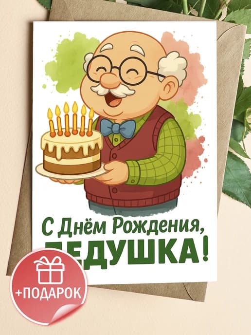 Подарочная открытка "С днём рождения, дедушка!"