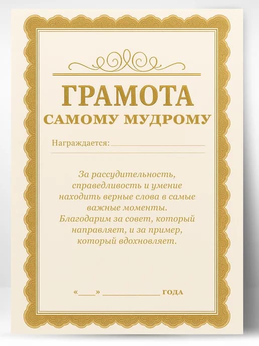 Грамота диплом в подарок - Самому мудрому