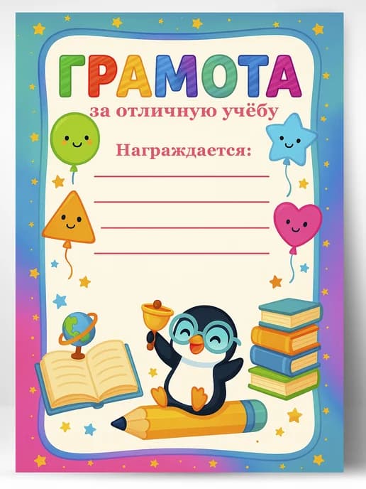 Грамота школьная - За отличную учёбу