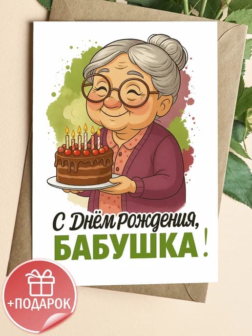 Подарочная открытка "С днём рождения, бабушка!"