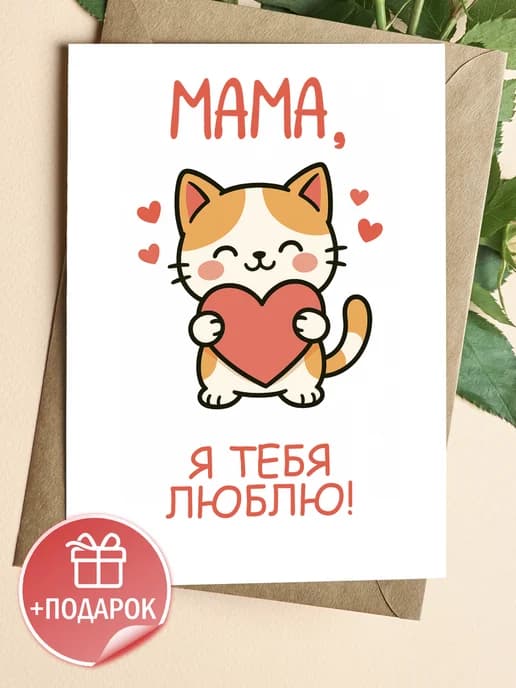 Подарочная открытка "Мама, я тебя люблю!"