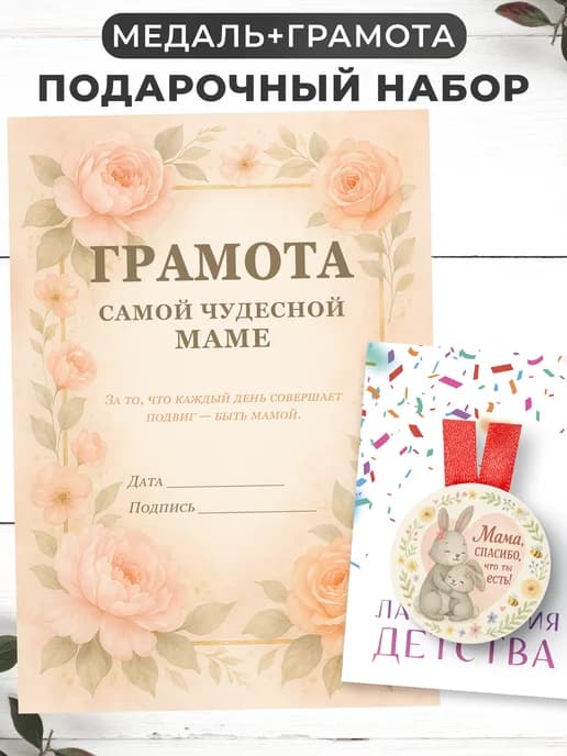 Набор подарочный грамота и медаль - Самой чудесной маме