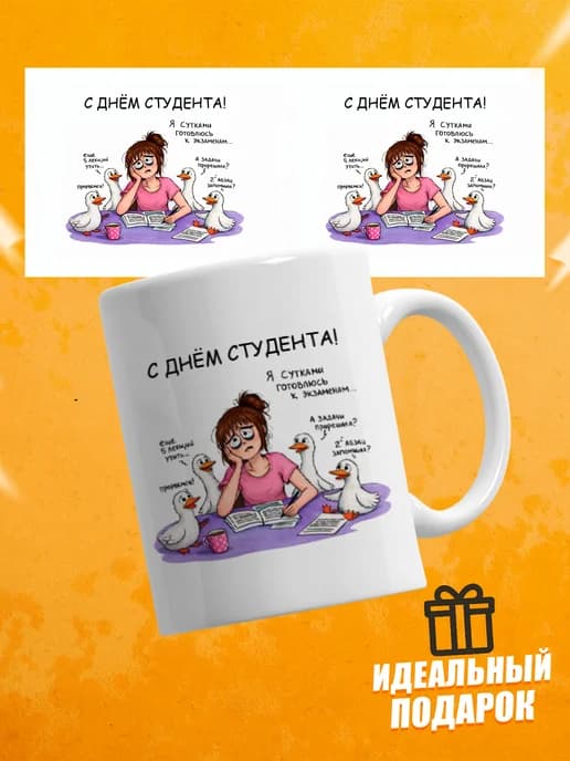 Кружка для чая с приколом в подарок студенту