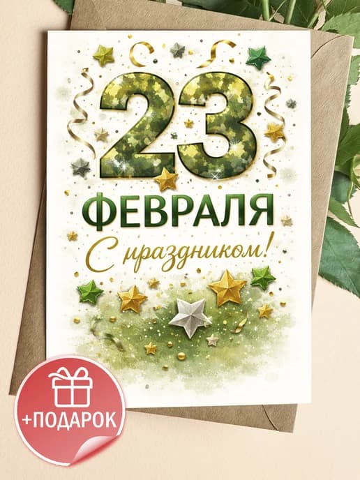 Открытка подарочная на 23 февраля