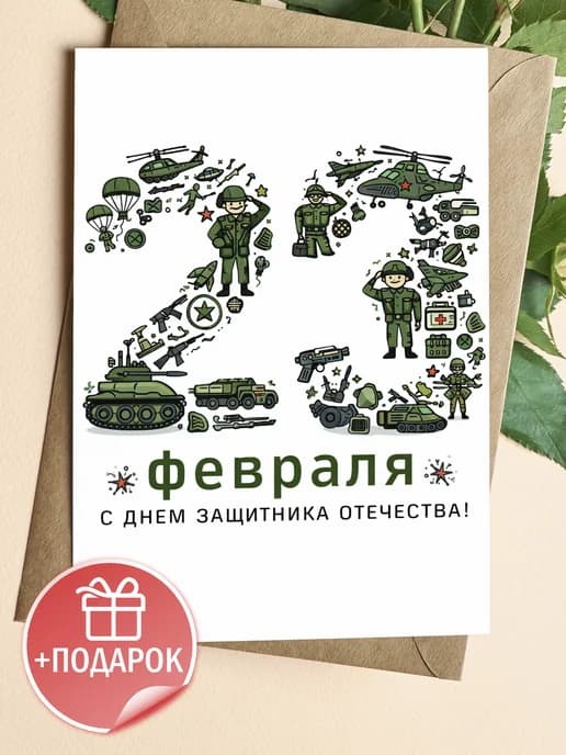 Открытка подарочная на 23 февраля