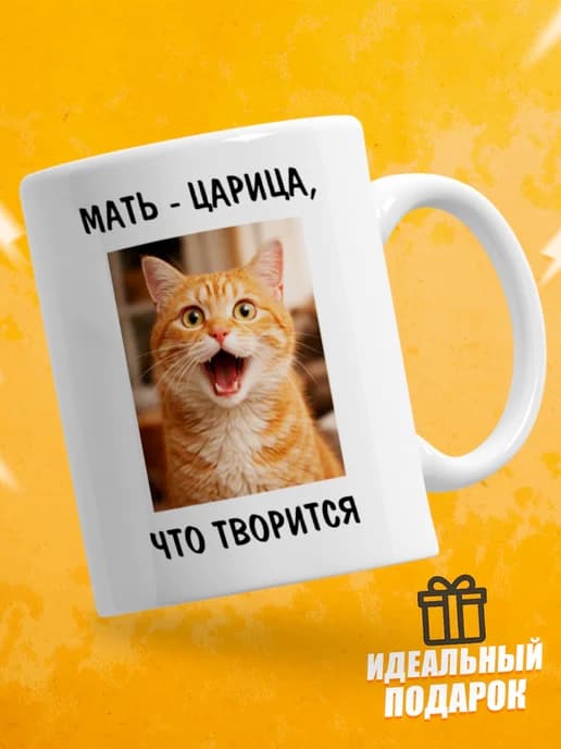 Кружка для чая с приколом - Мать - царица, что творится