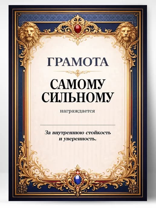 Грамота диплом в подарок - Самому сильному