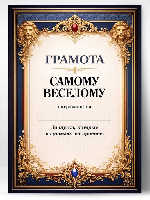 Грамота диплом в подарок - Самому веселому
