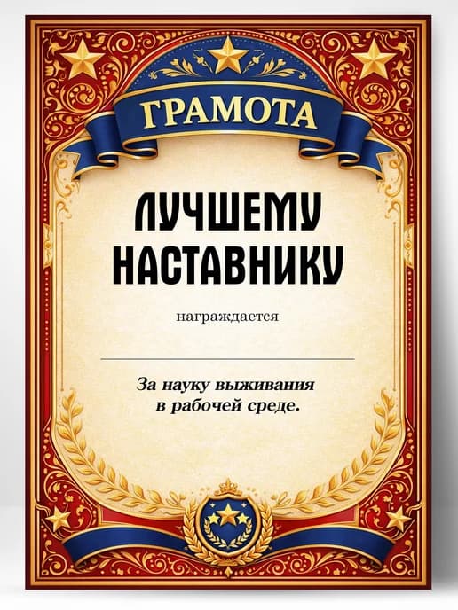 Грамота диплом в подарок - Лучшему наставнику