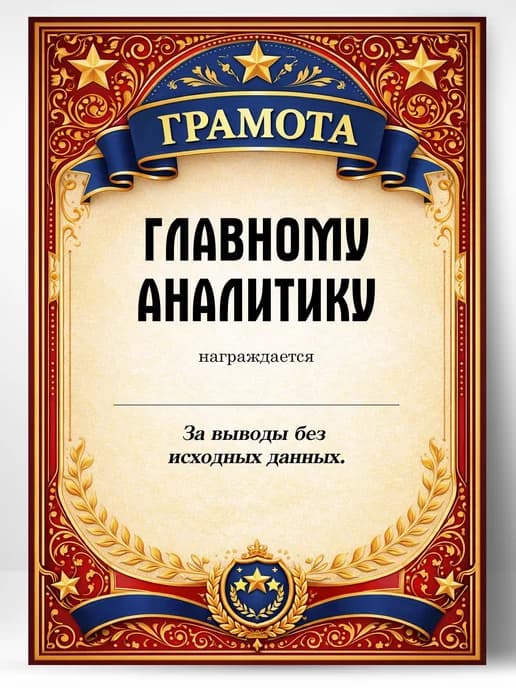 Грамота диплом в подарок - Главному аналитику