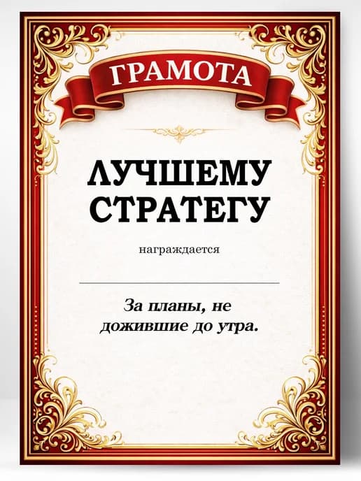 Грамота диплом в подарок - Лучшему стратегу