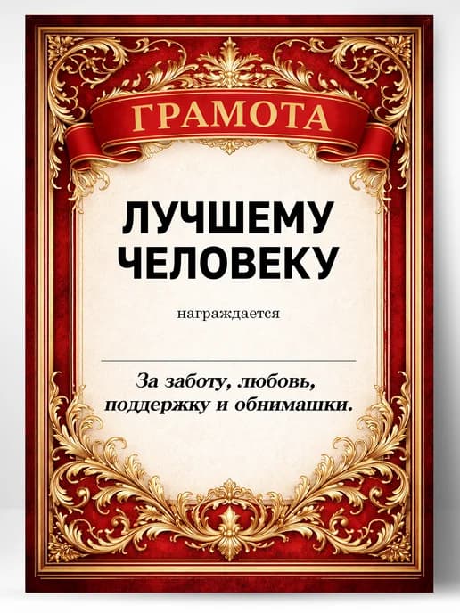 Грамота диплом в подарок - Лучшему человеку