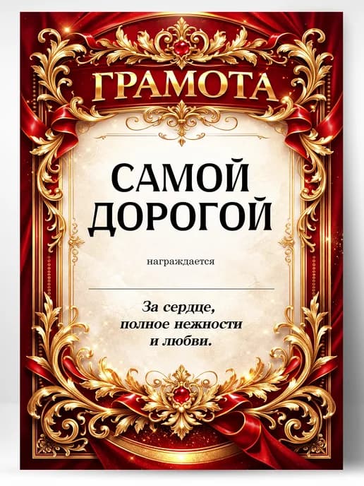 Грамота диплом в подарок - Самой дорогой