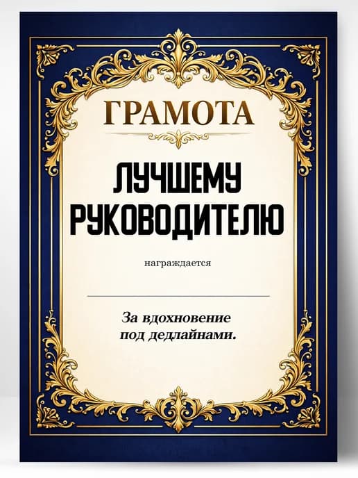 Грамота диплом в подарок - Лучшему руководителю