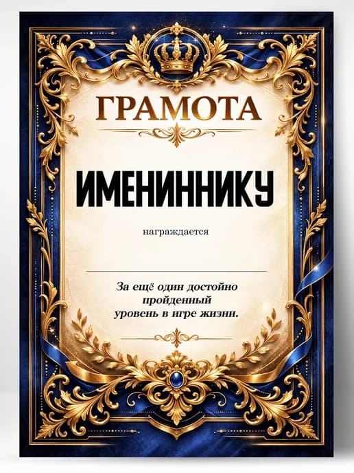 Грамота диплом в подарок - Имениннику