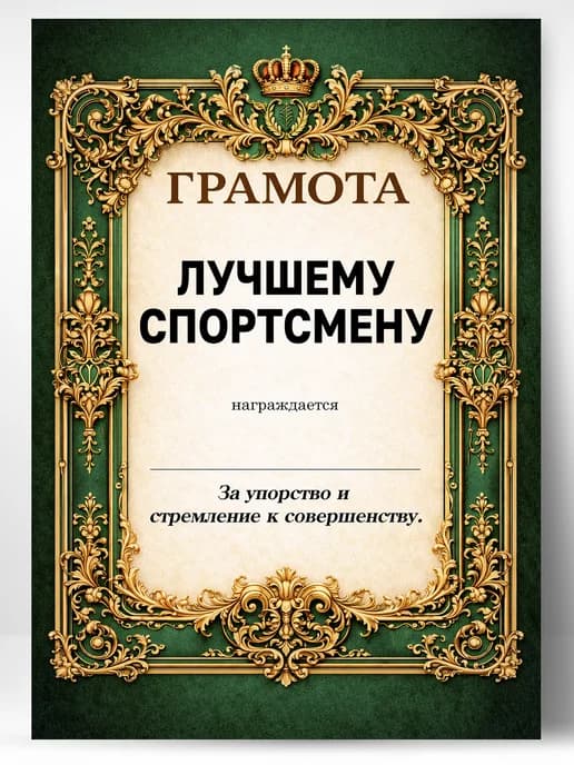 Грамота диплом в подарок - Лучшему спортсмену