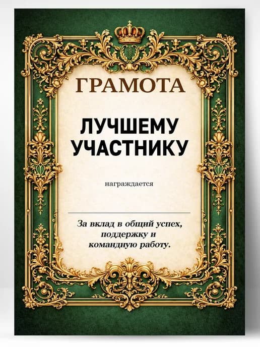 Грамота диплом в подарок - Лучшему участнику