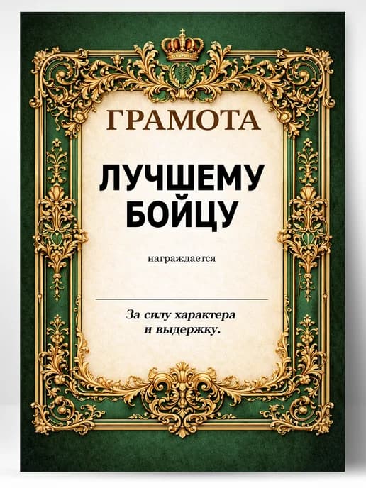 Грамота диплом в подарок - Лучшему бойцу