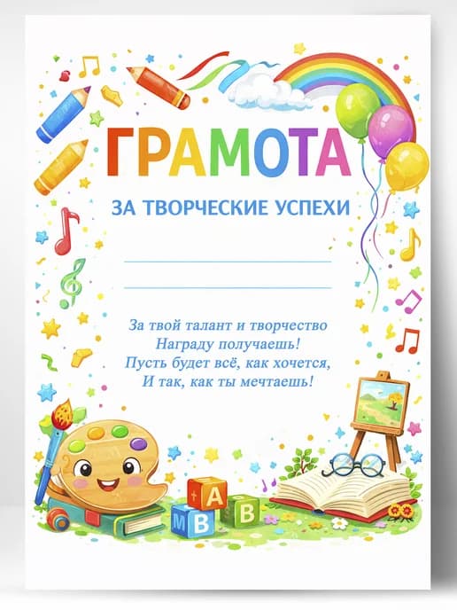 Грамота диплом за творческие успехи