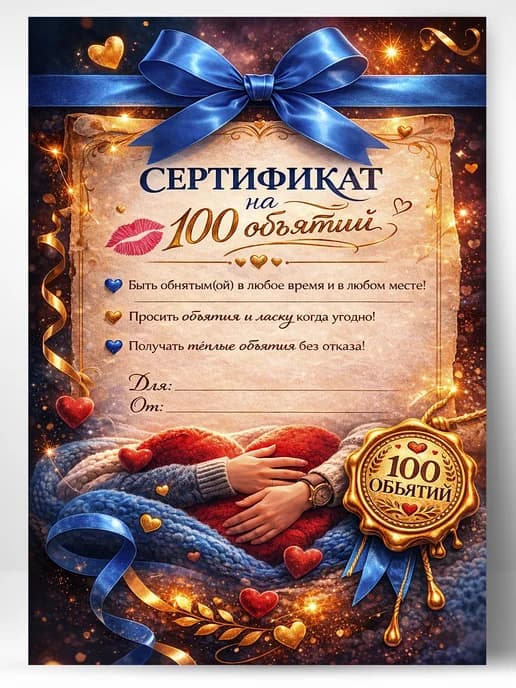 Сертификат подарочный - На 100 объятий
