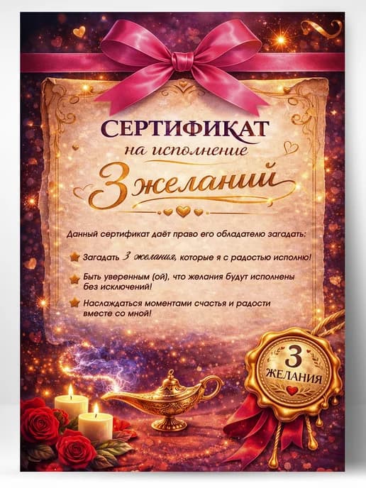 Сертификат подарочный - На исполнение 3 желаний