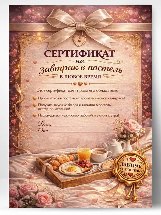 Сертификат подарочный - На завтрак в постель