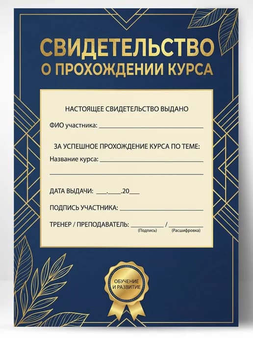 Свидетельство диплом об обучении