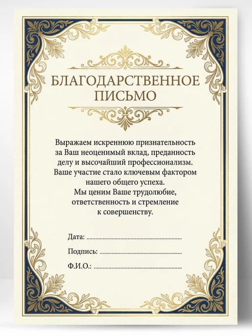Благодарственное письмо