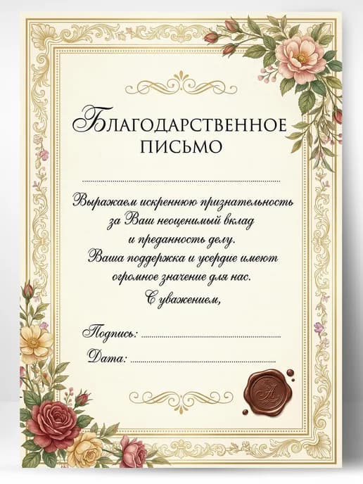 Благодарственное письмо